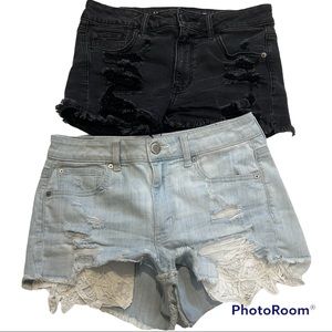 American eagle outfitters bundle of 2 shorts black and blue size 8